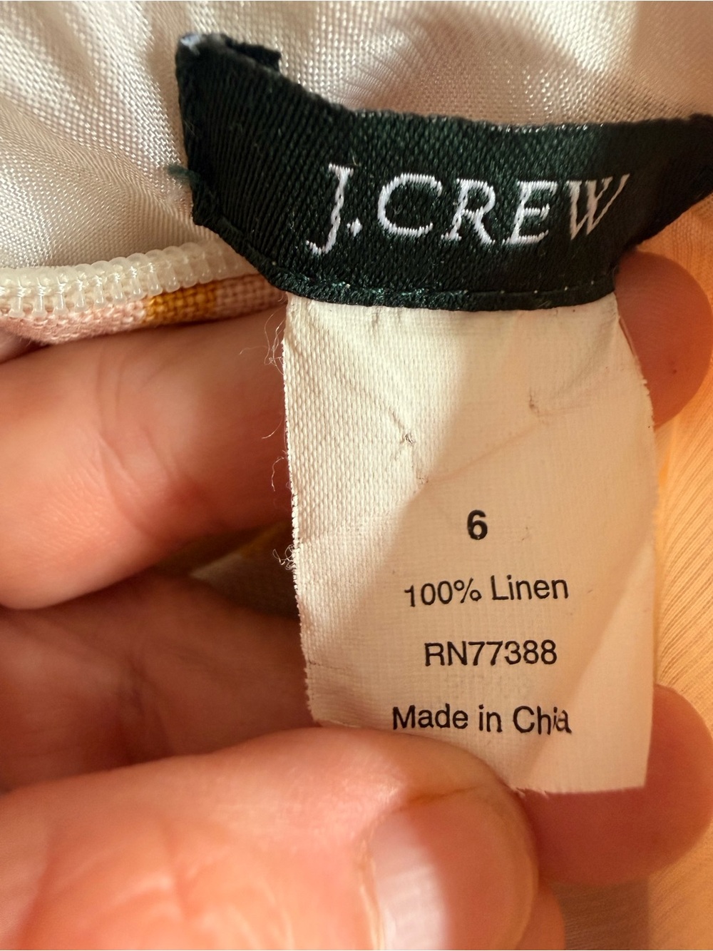J.Crew 100% Linen Mustard Yellow Ikat Print Pencil Skirt Women's Size 6 - Picture 9 of 9